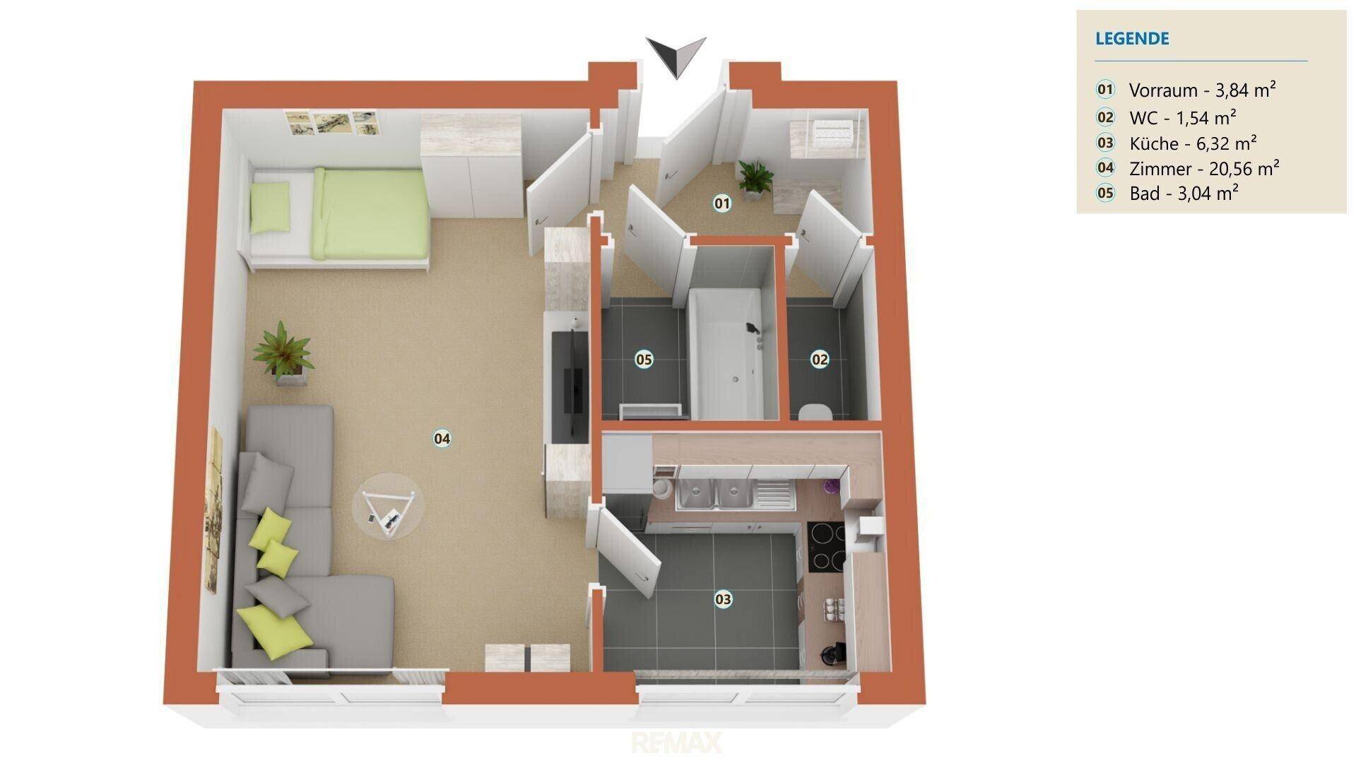 ETW 2115 Ernstbrunn - 3D Grundriss