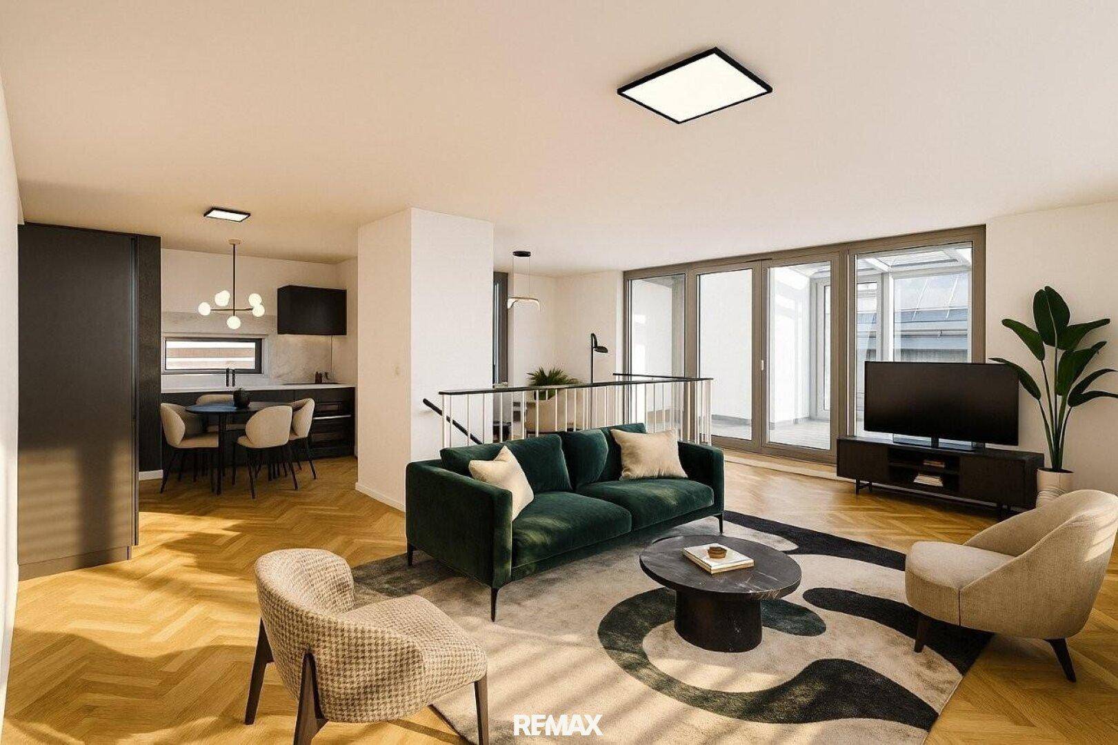 3 Wohnzimmer visualisierte Einrichtung Penthouse 1