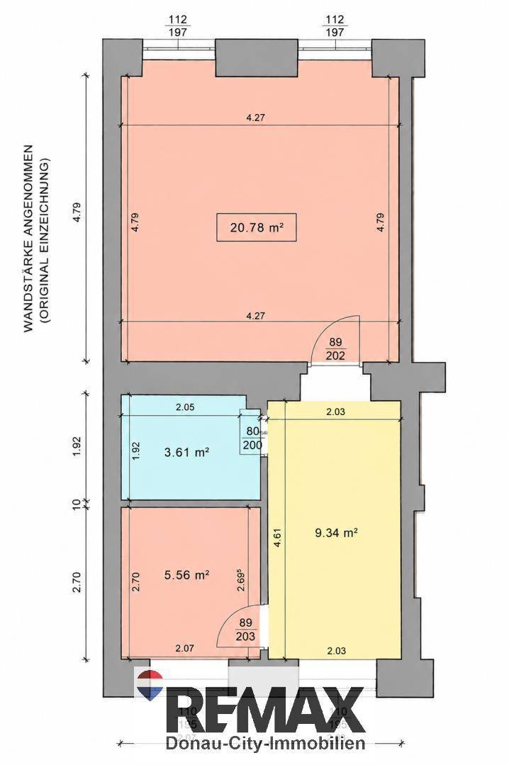 Detaillierter Grundriss mit Raumaufteilung und Flächenangaben in Quadratmetern.