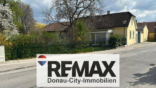 Weitläufige Straßenansicht des Anwesens mit Garten und gelbem Haus.