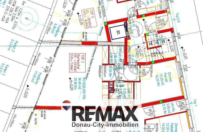 Detaillierter Grundriss mit Raumaufteilung, Maßen und technischen Angaben.