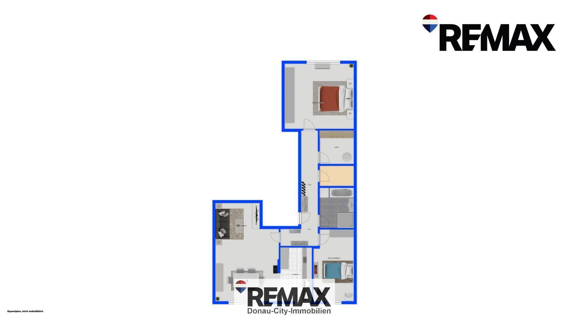 Detaillierter Grundriss einer Wohnung mit offener Gestaltung und mehreren Zimmern.