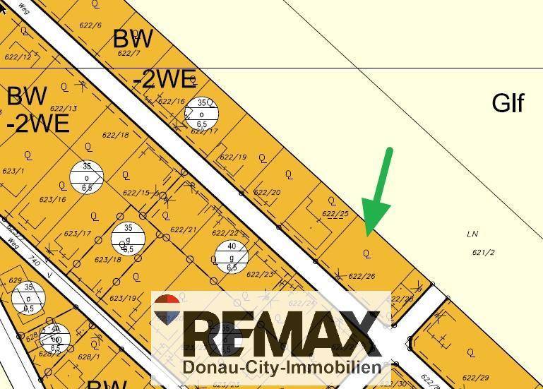 Katasterplan des Grundstücks mit eingezeichneten Parzellen und der Lage des Objekts.