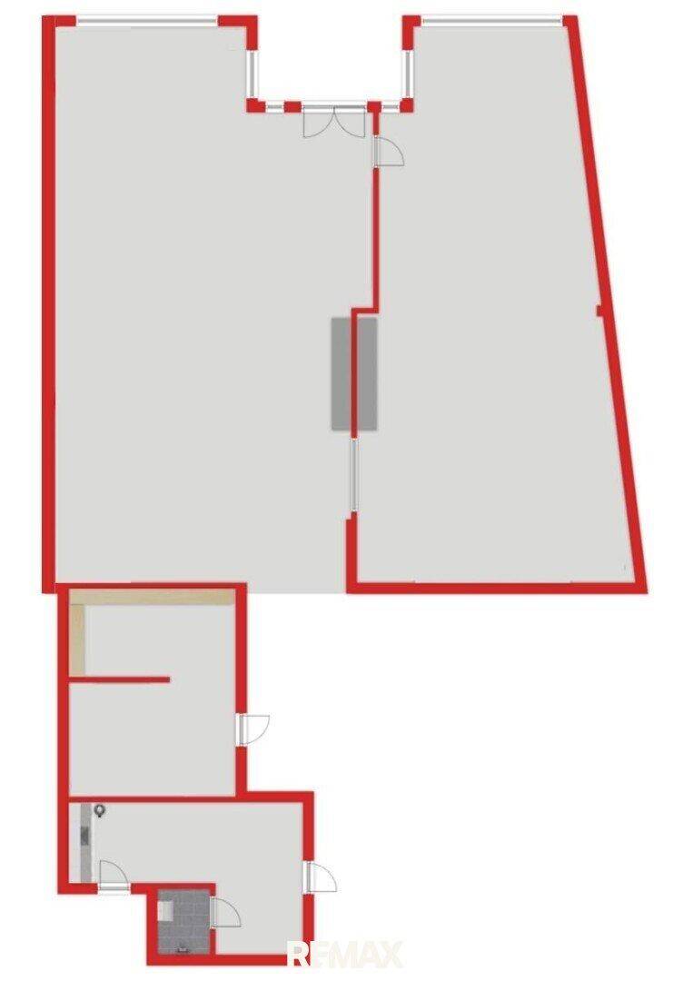 Grundrissplan des Erdgeschosses, der die Aufteilung der verschiedenen Räume und den Eingangsbereich zeigt.
