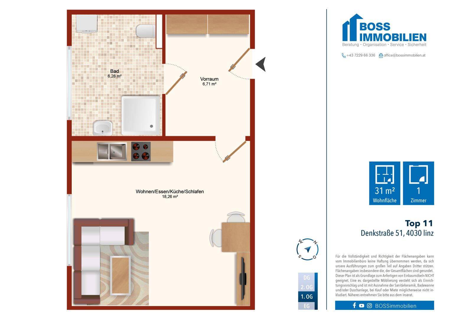 Grundriss Denkstraße 51_Top 11