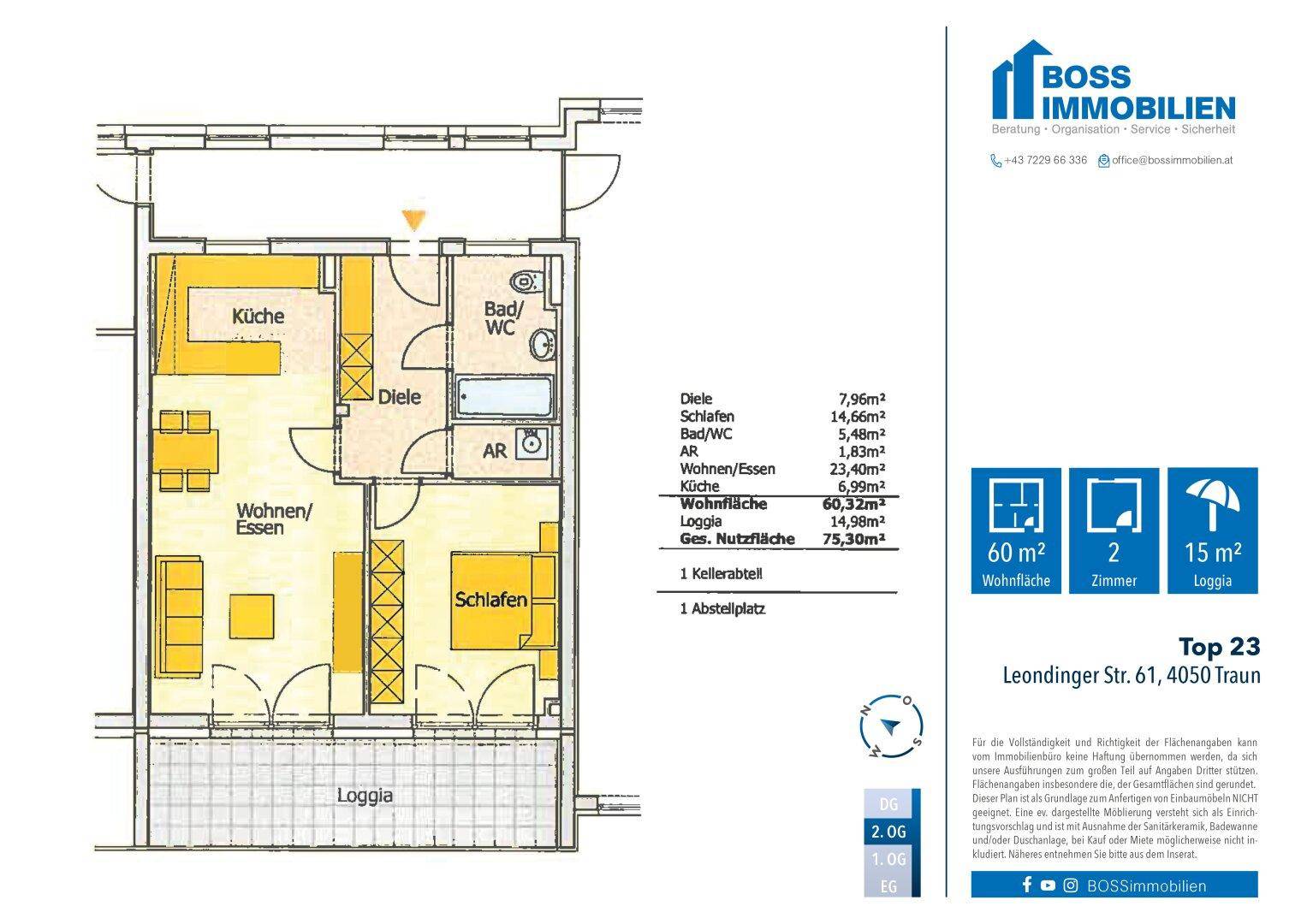 Grundriss Leondingerstraße 61_Top 23