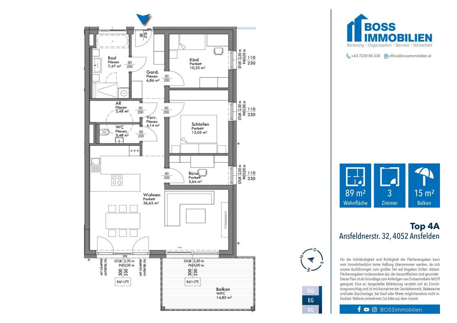 Grundriss Ansfeldnerstraße 32, Top 4A