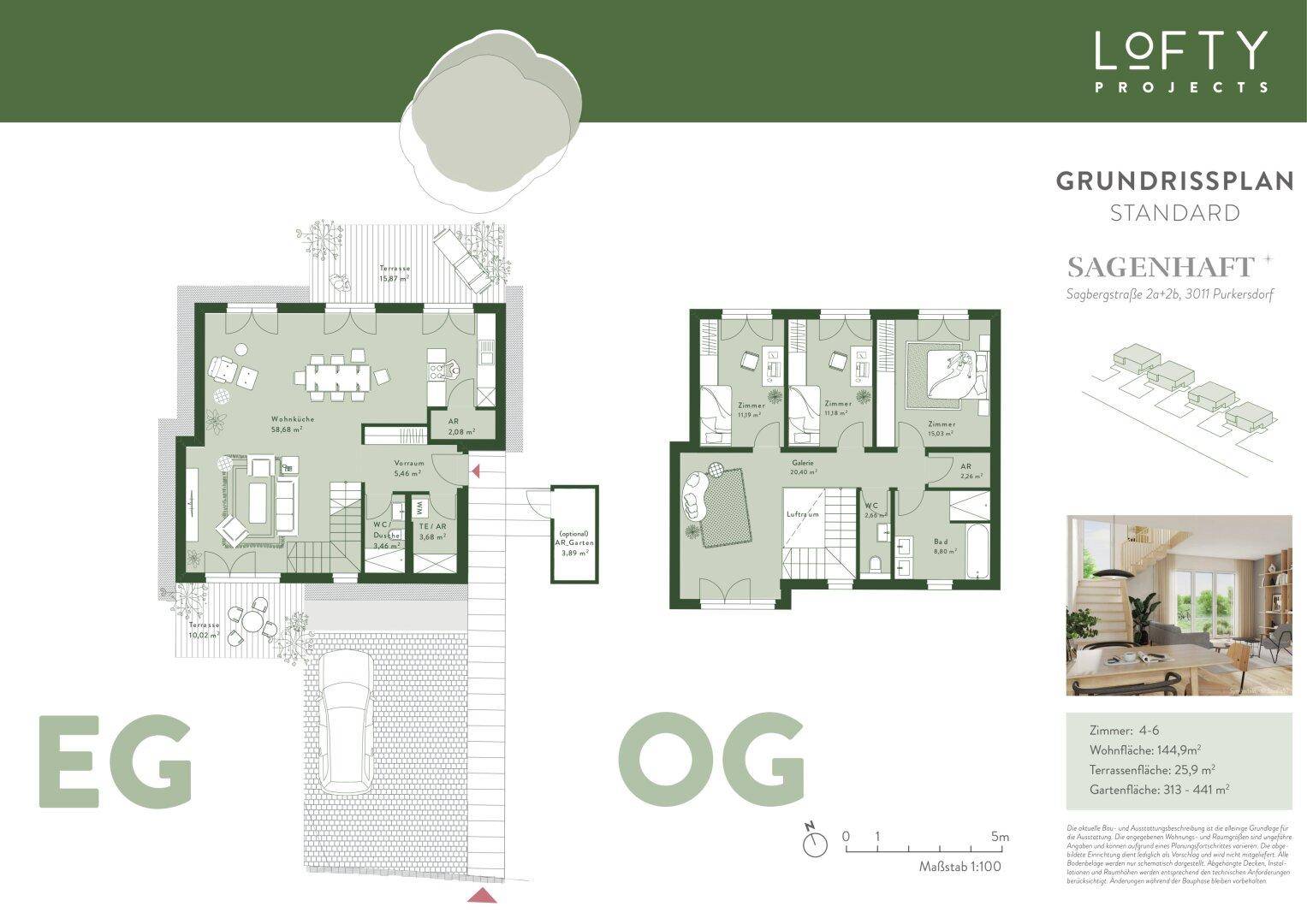 Grundrissplan Standard für Erdgeschoss und Obergeschoss mit Raumaufteilung.