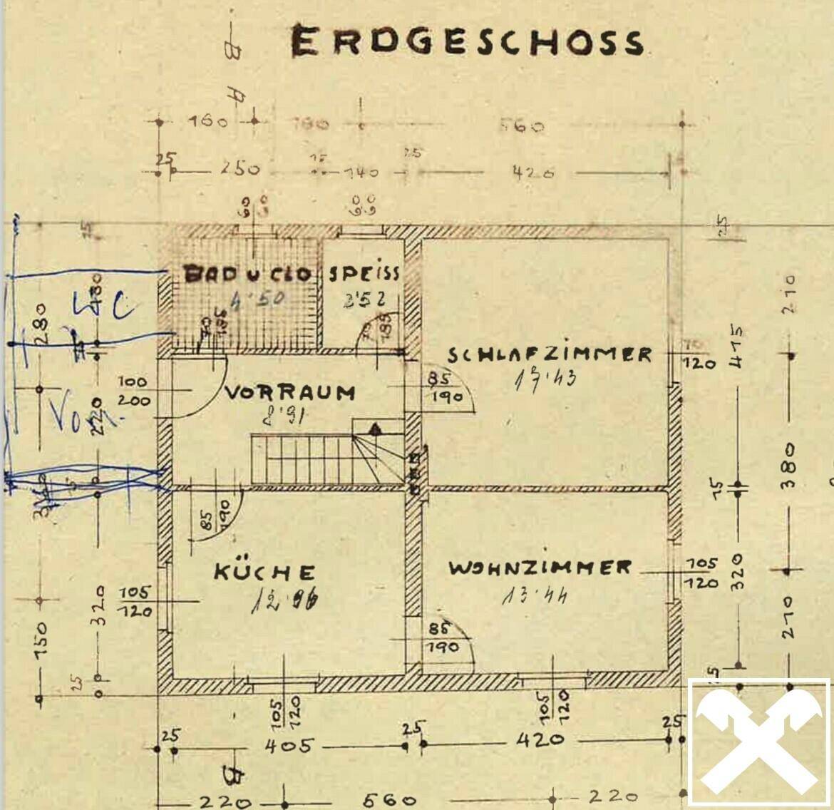 Erdgeschoß mit Zubau Eingangsbereich und WC