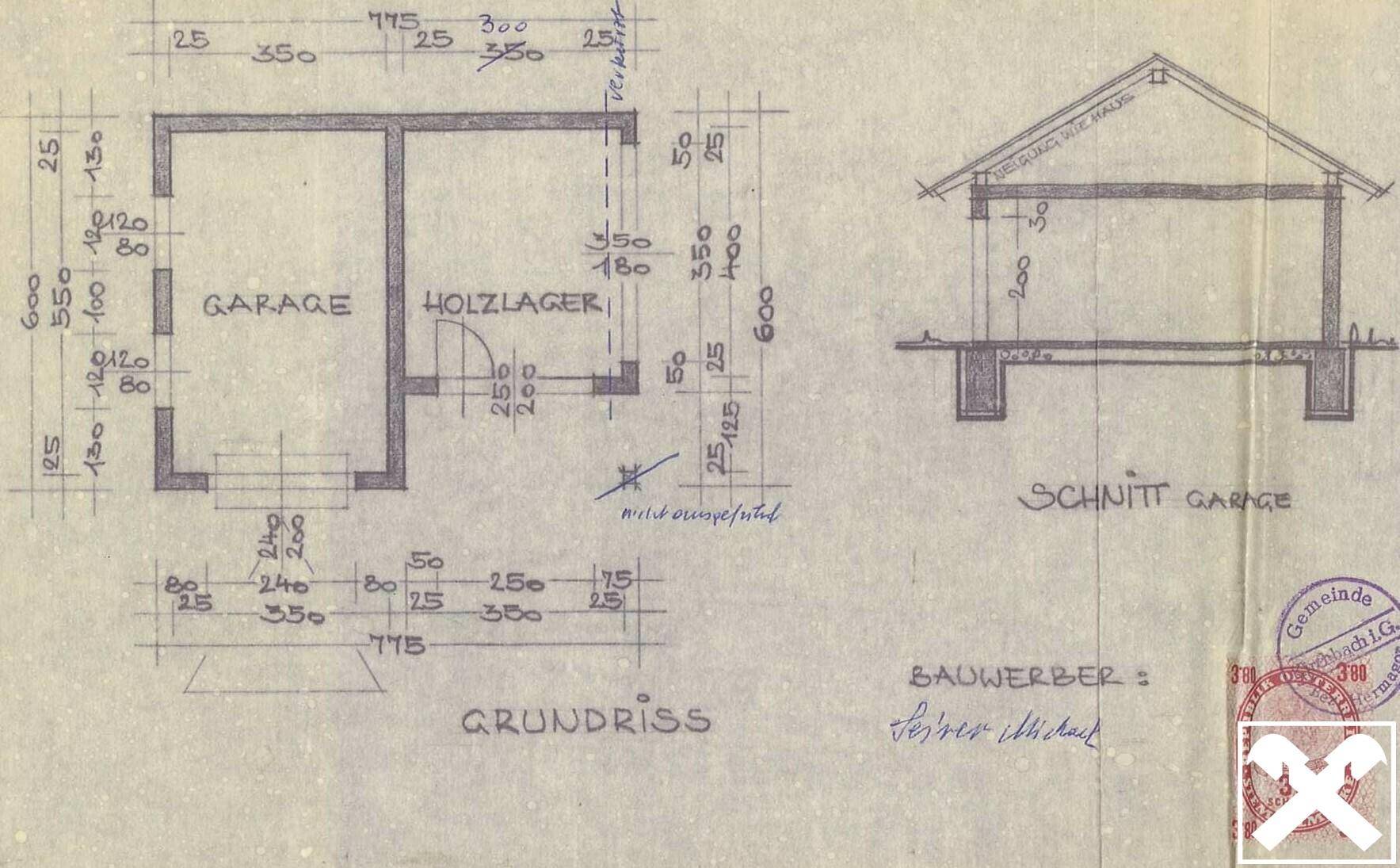 Grundriss Garage und Holzlager