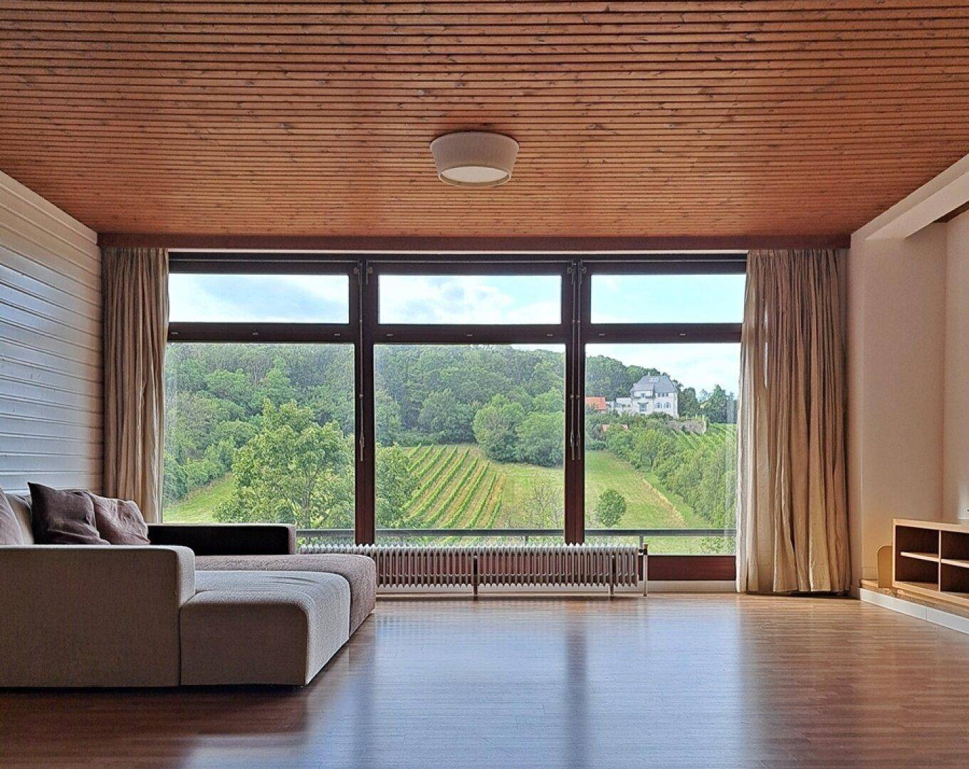 im Wohnraum mit Panorama Fenster (untere Wohnebene)