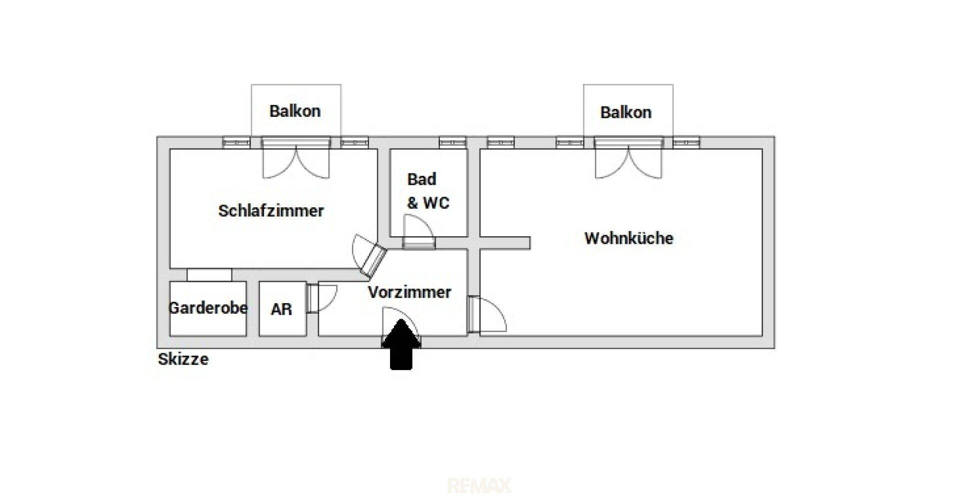 Skizze Grundriss Wohnung 1170 Wien