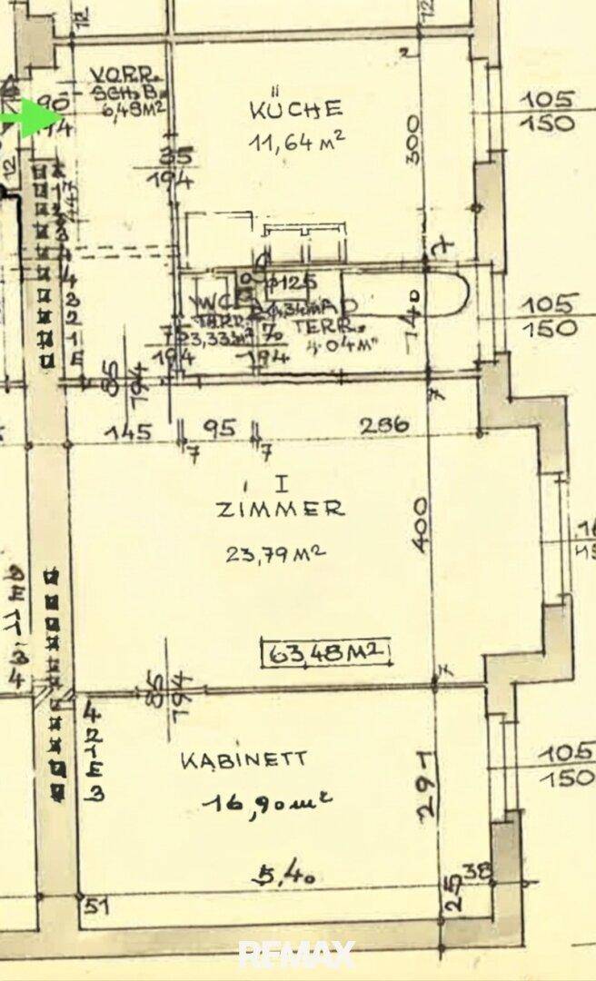 Detaillierter Grundriss der Wohnung mit Raumgrößen in Quadratmetern und Aufteilung der Zimmer.