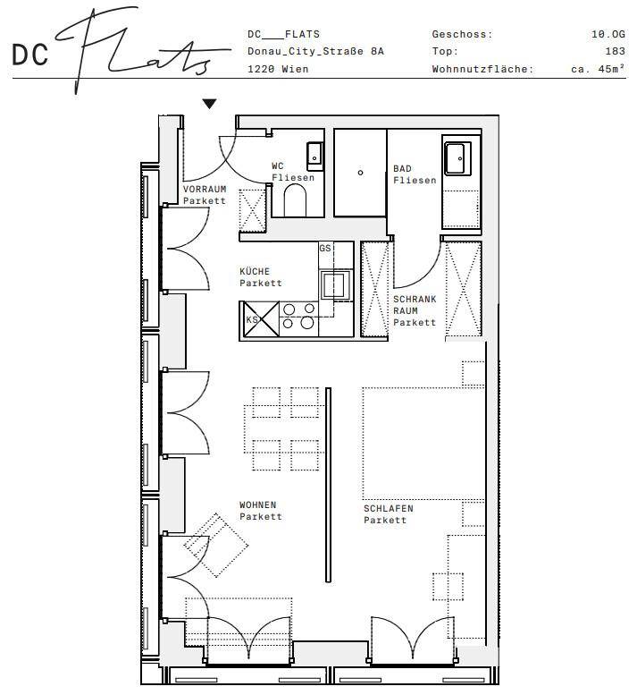 Plan_1220, Donau City S 8A_OG10_TOP 183