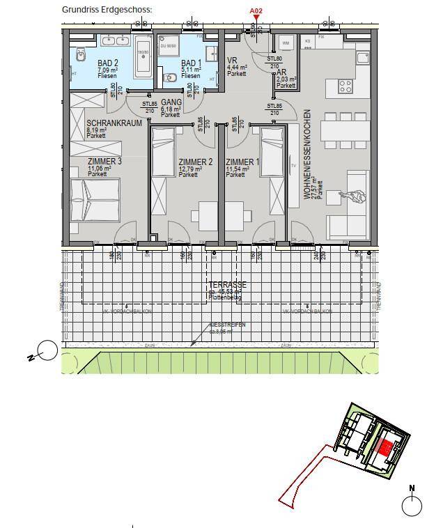 Exklusives Wohnen in Graz-Waltendorf: Großzügige 96 m² Erdgeschosswohnung mit drei Schlafzimmern - zu kaufen - Ansicht 3