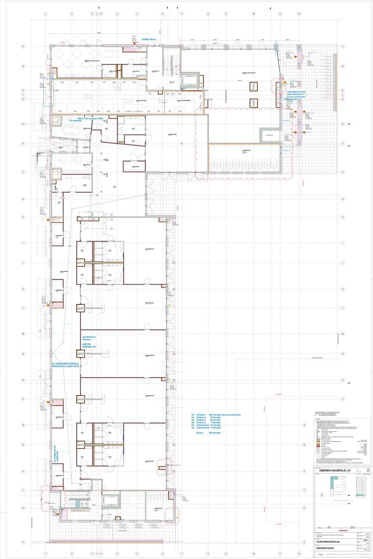 Detaillierter Grundriss eines Neubaus mit mehreren Wohneinheiten und zahlreichen Fenstern sowie Balkonen.