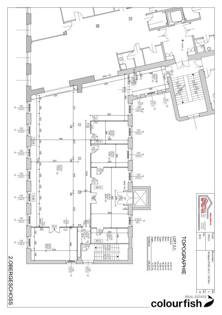 Grundriss des 2. Obergeschosses mit detaillierter Raumaufteilung und Treppenhauszugang.
