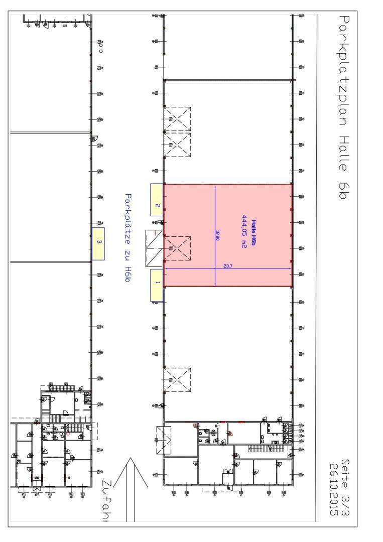 Parkplatzplan für Halle H6b, zeigt die Halle und die zugehörigen Stellplätze.