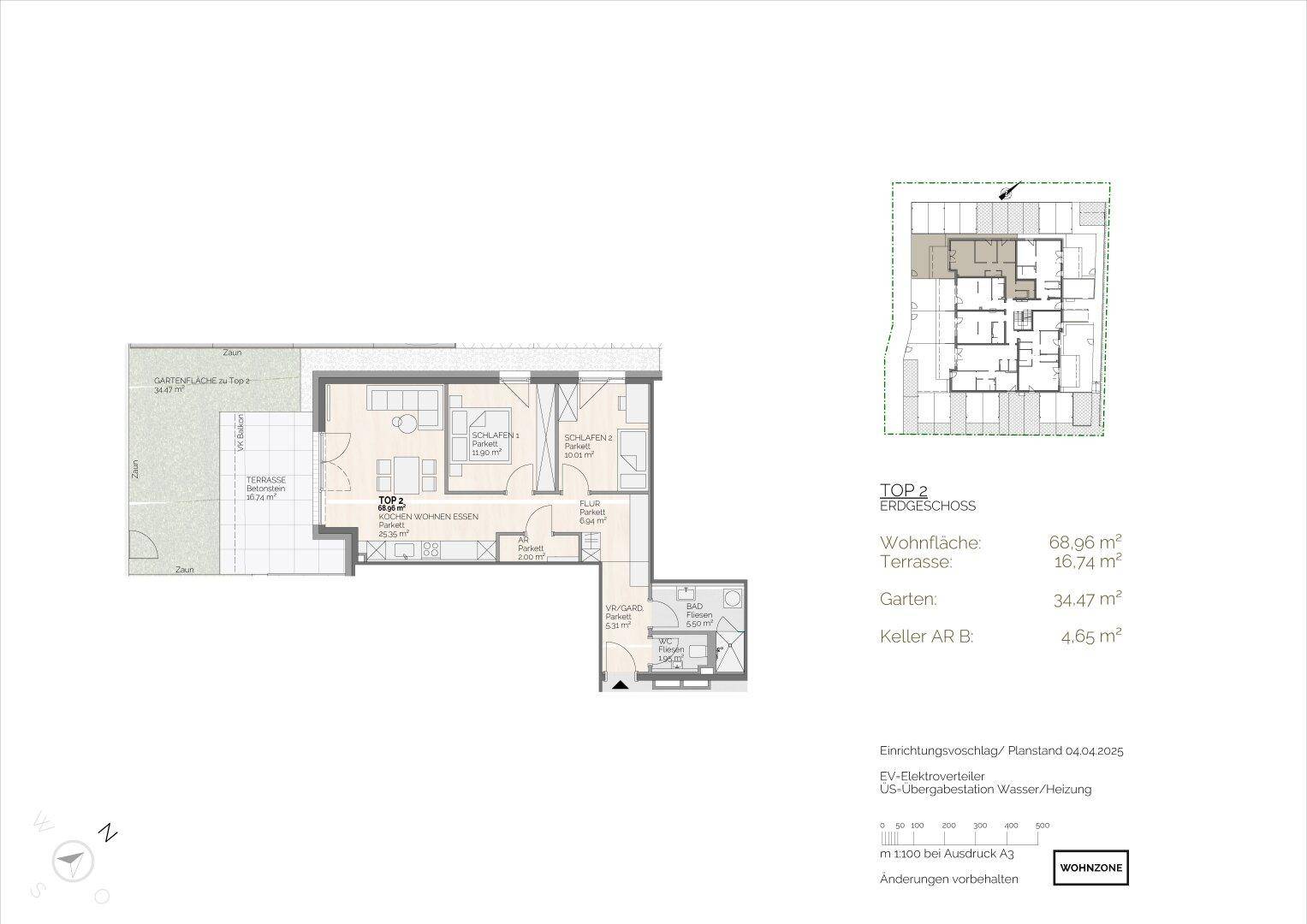 Moderne 3-Zi. Gartenwohnung in Ried i.I., Erstbezug, Terrasse - Ansicht 5