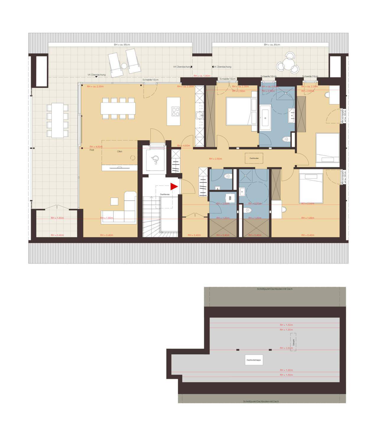 4-Zimmerwohnung mit Dachterrasse| A07 - Ansicht 3