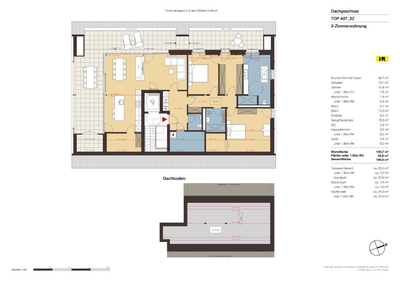 3-Zimmerwohnung mit Dachterrasse| A07 - Ansicht 3