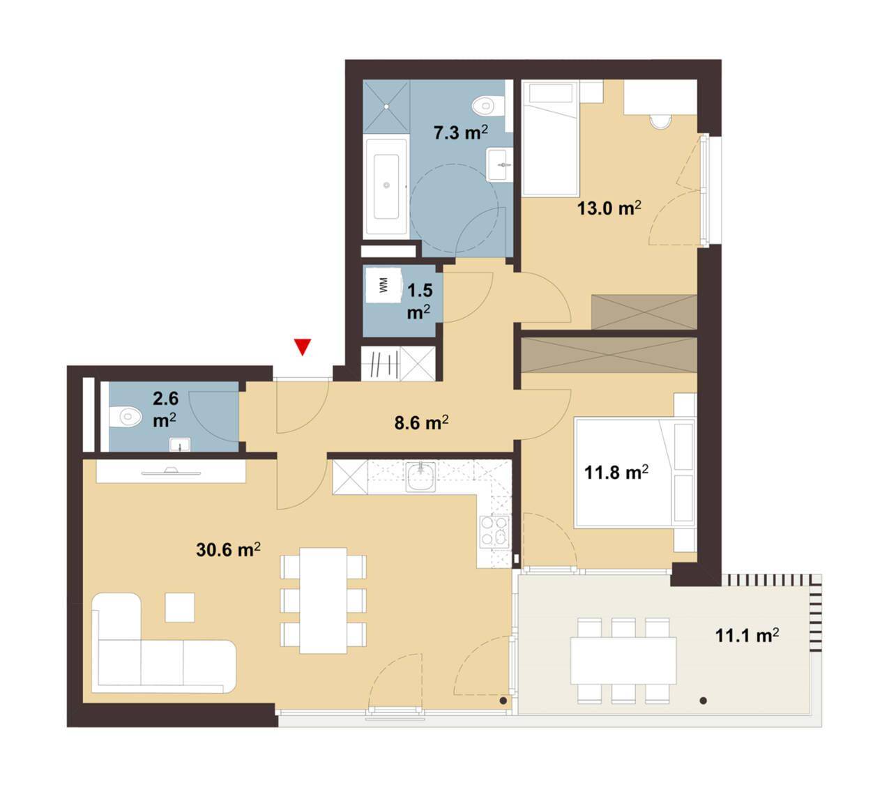 Gemütliche 3-Zimmer-Terrassenwohnung | C05 - Ansicht 3