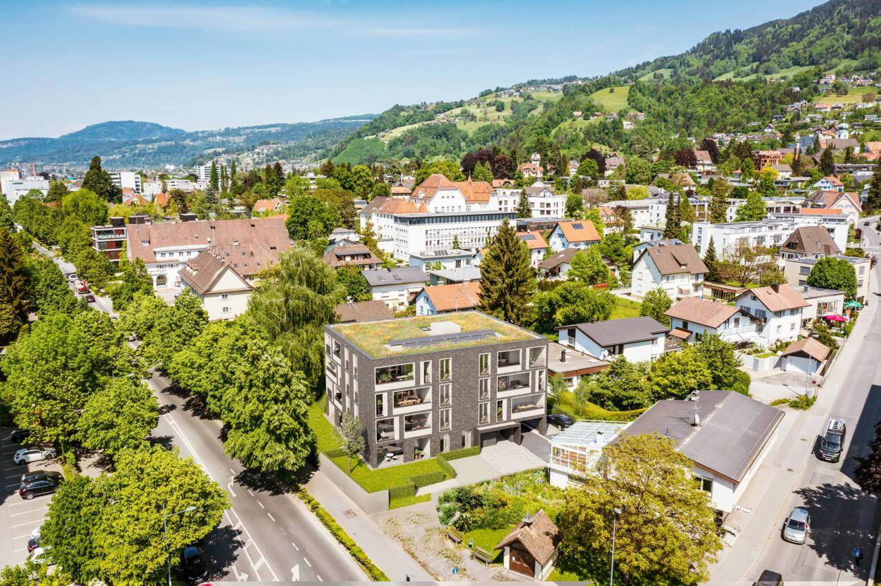 Wohnanlage Kaspar-Hagen-Straße, Dornbirn - Luftbild Südwest-Ansicht