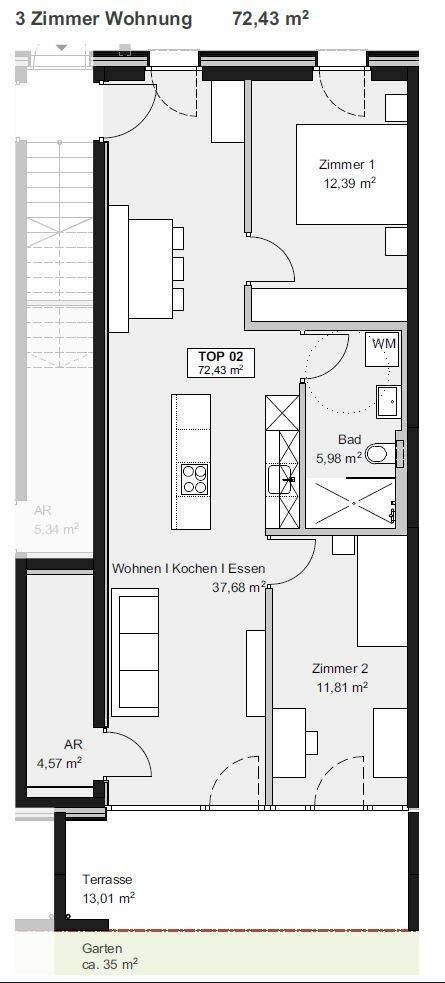 Am Römerstein in Höchst Grundriss Top D02 3-Zimmer