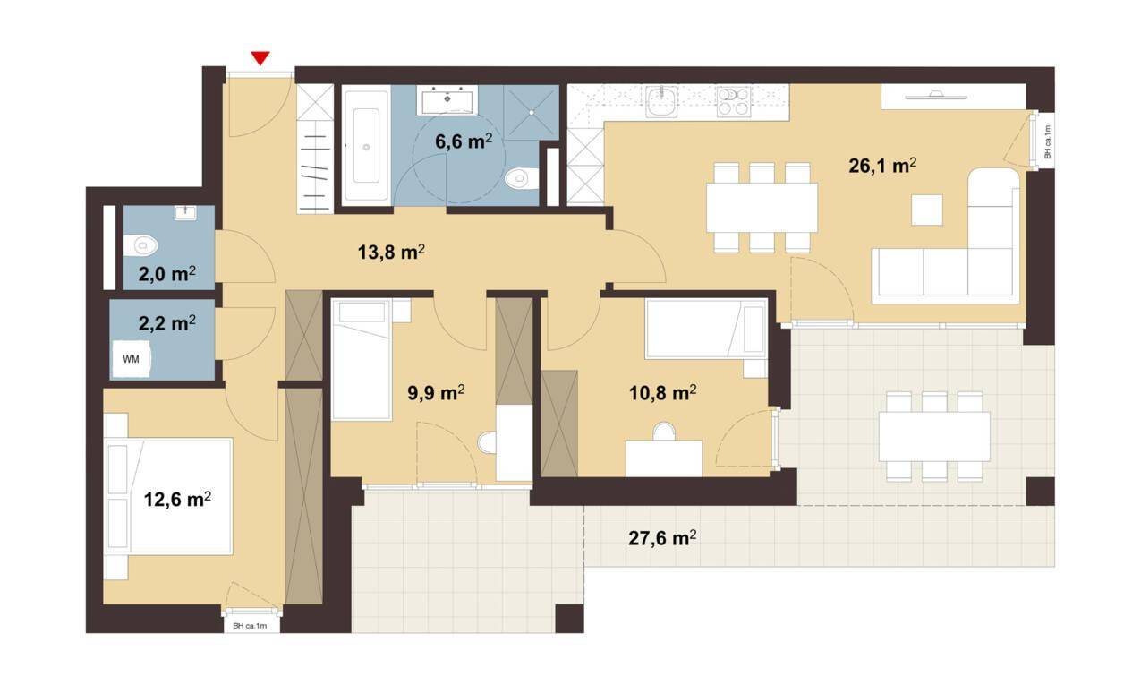 Grundriss Whg B01 Wohnanlage Mühlefeldstraße II, Lustenau