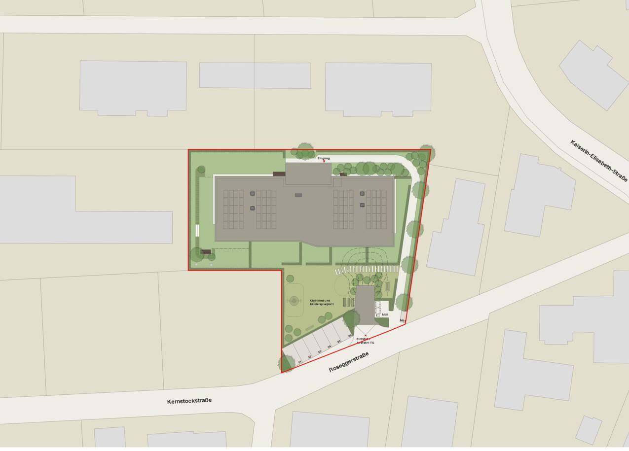 Lageplan Wohnanlage Roseggerstraße, Hohenems