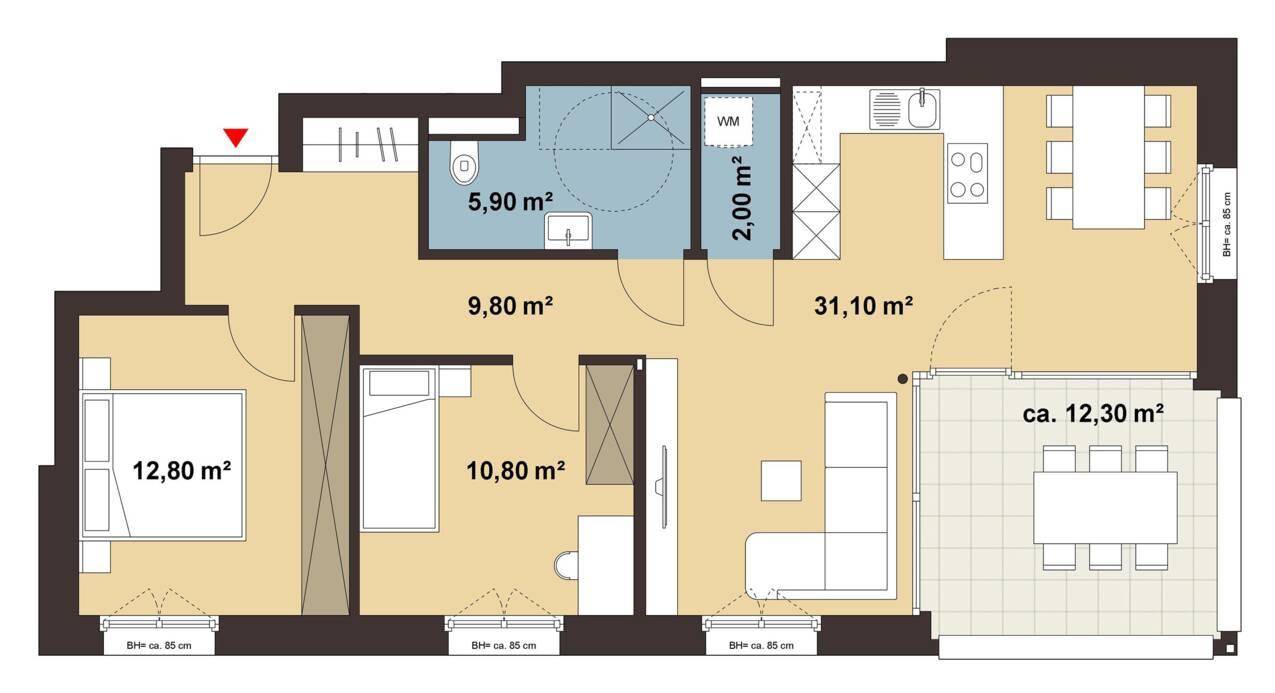 Helle 3-Zimmerwohnung | A04 - Widok 3