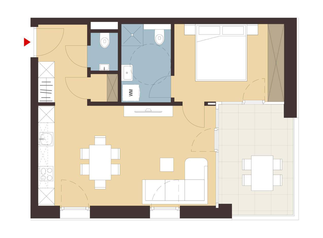 2-Zimmerwohnung mit Terrasse| B07 - Ansicht 3