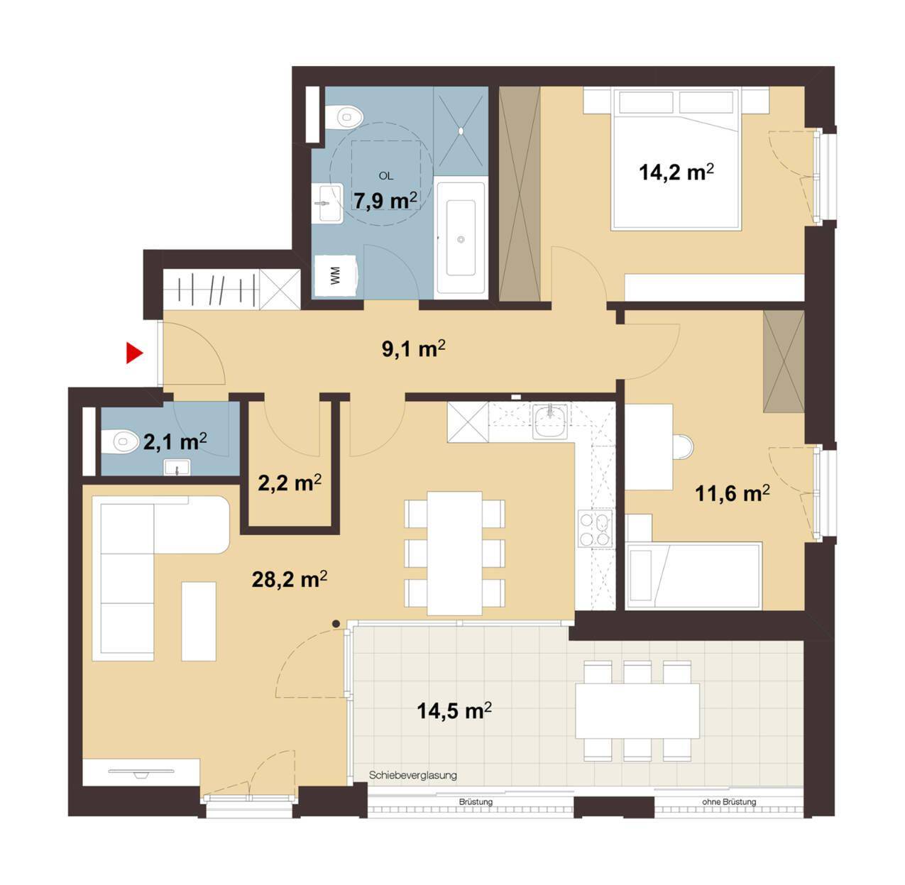 Grundriss Whg 14 Wohnanlage Kaspar-Hagen-Straße, Dornbirn