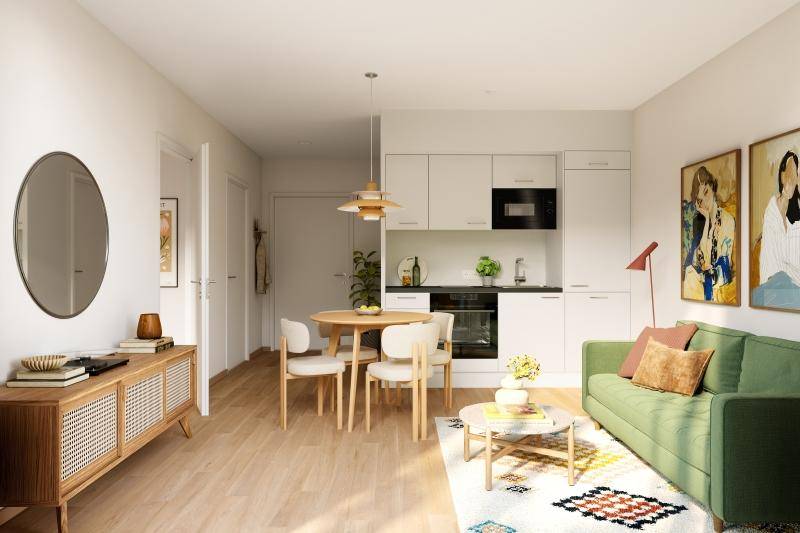 Grundriss einer 3-Zimmer-Wohnung mit Loggia und Balkon, detailliert dargestellt.