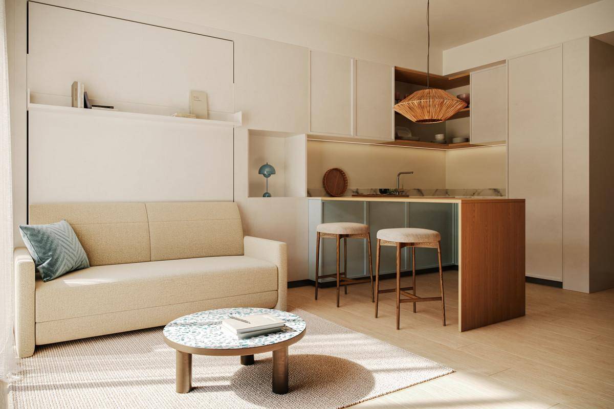 Living Room & Kitchen - Apt. 15.204 - Alloro - Riviera