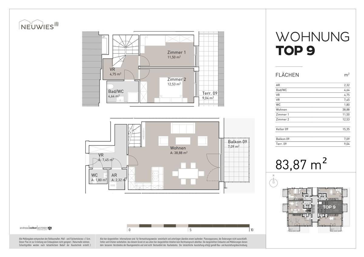 Wohnungsplan TOP 9, Beilage 1