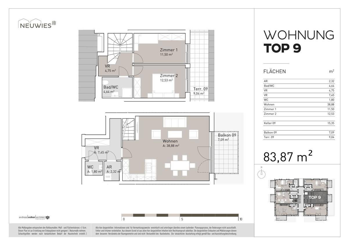 Wohnungsplan TOP 9, Beilage 1