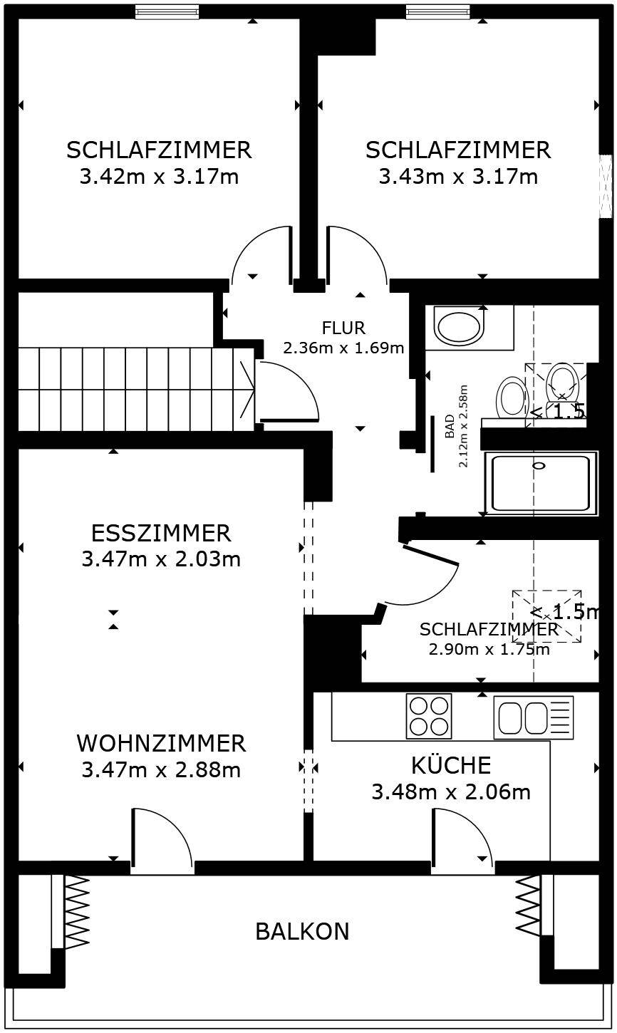 Grundriss Ferienwohnung Obergeschoß