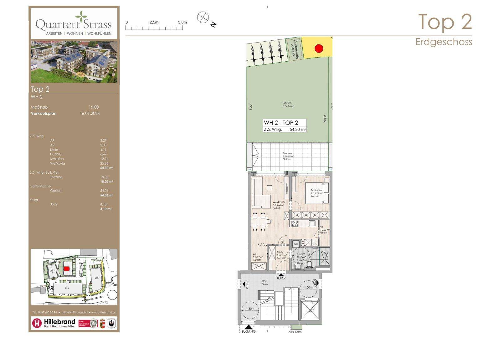 Quartett Strass: 2 Zimmer Gartenwohnung WH 2/Top 2 - Ansicht 2