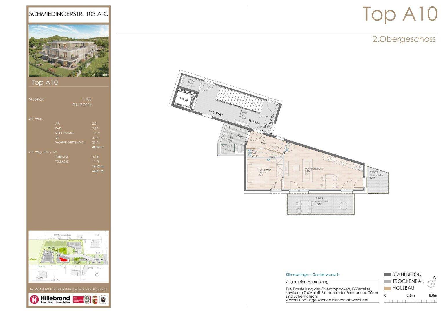 2-Zimmer Dachgeschosswohnung mit optionalem Einzelbüro / Top A10 - Bilde 2