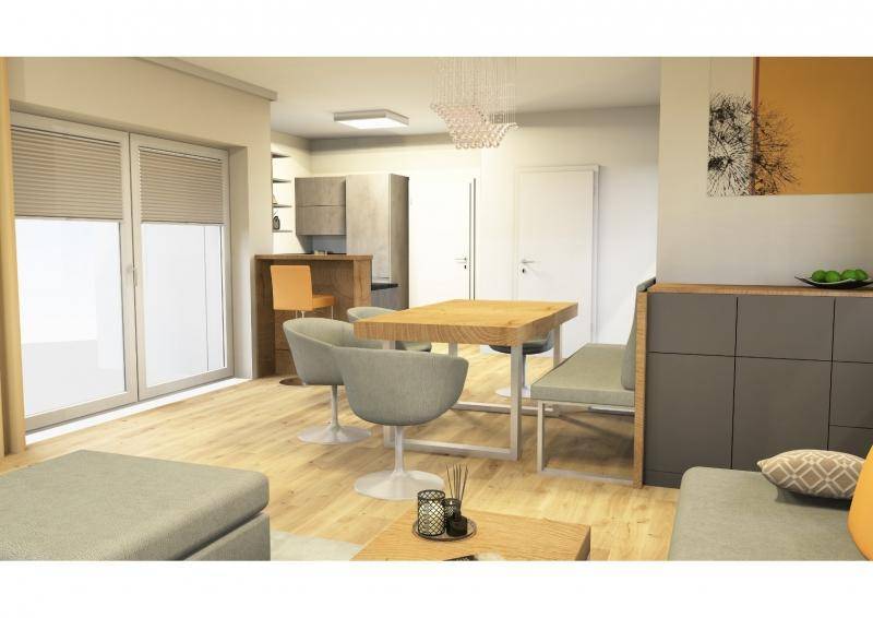 Visualisierung Blick Wohnzimmer zu Esszimmer