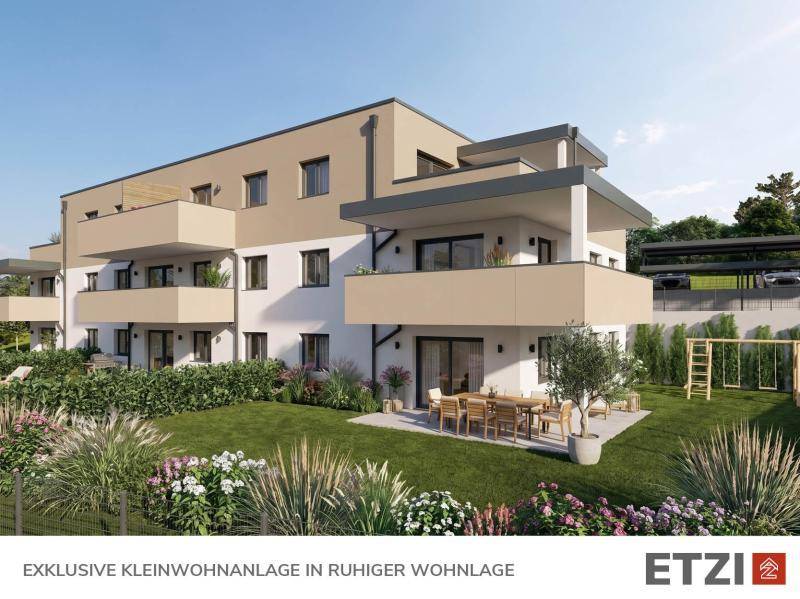 Exklusive Kleinwohnanlage in ruhiger Lage mit Gärten, Terrassen und Kinderspielbereich.