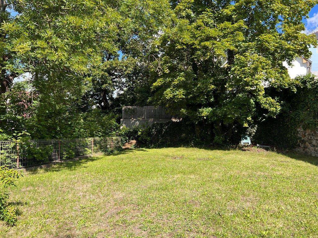 Grüne Rasenfläche umgeben von Bäumen und Sträuchern, ideal für Entspannung im Freien.