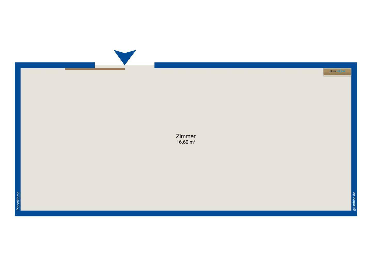 Grundriss eines weiteren Zimmers im Obergeschoss mit 16,60 m² Fläche.