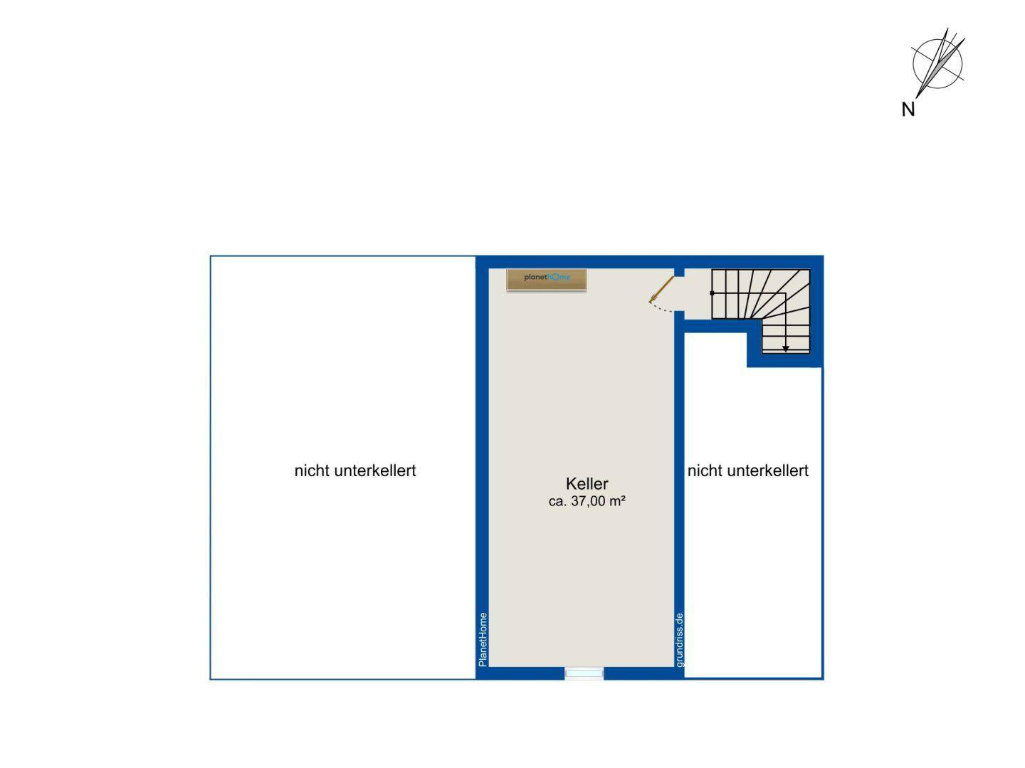 Grundriss des Kellergeschosses mit einem großen Kellerraum.