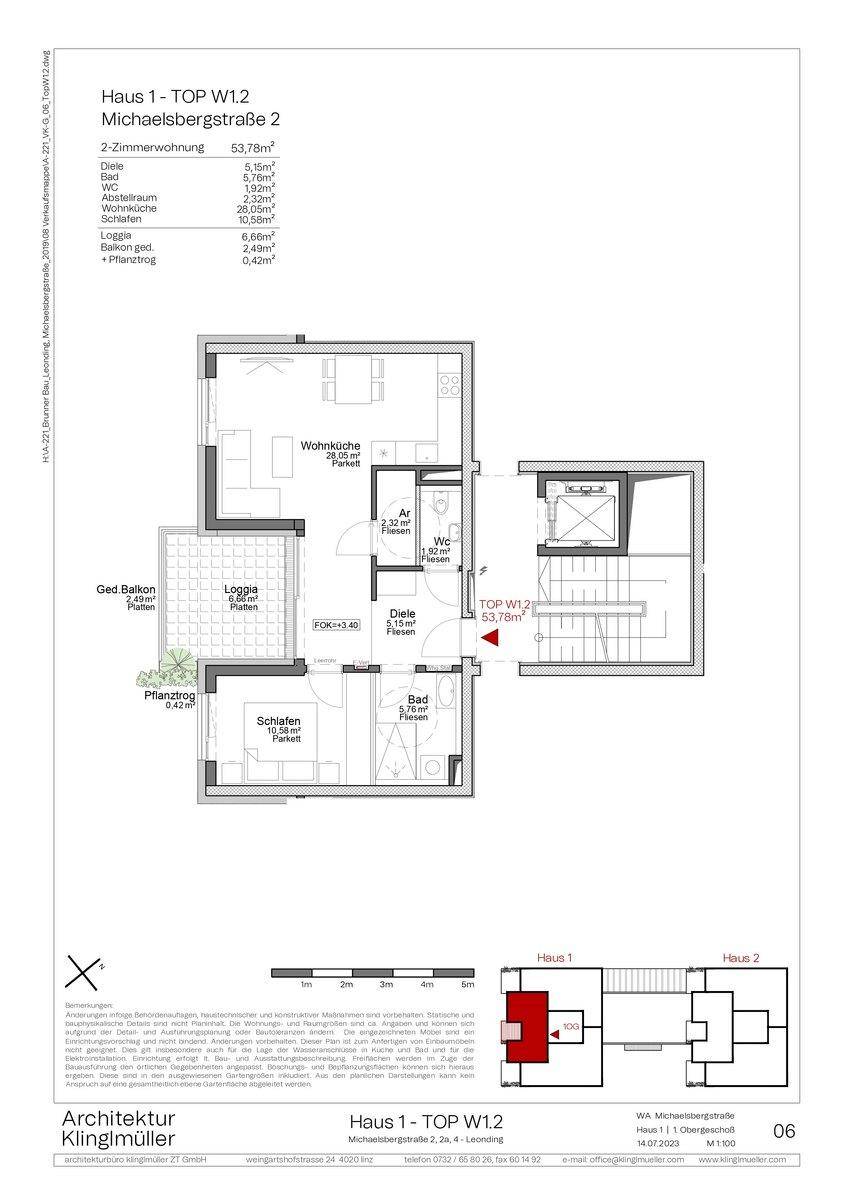Grundriss einer 2-Zimmer-Wohnung mit Loggia und separatem WC, bietet eine effiziente Raumaufteilung.