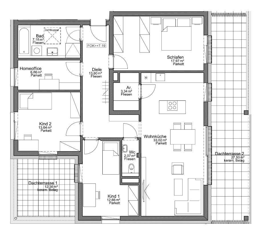 Ihre Traumwohnung - 4,5 Zimmer und zwei Dachterrassen im obersten Geschoß - Ansicht 6