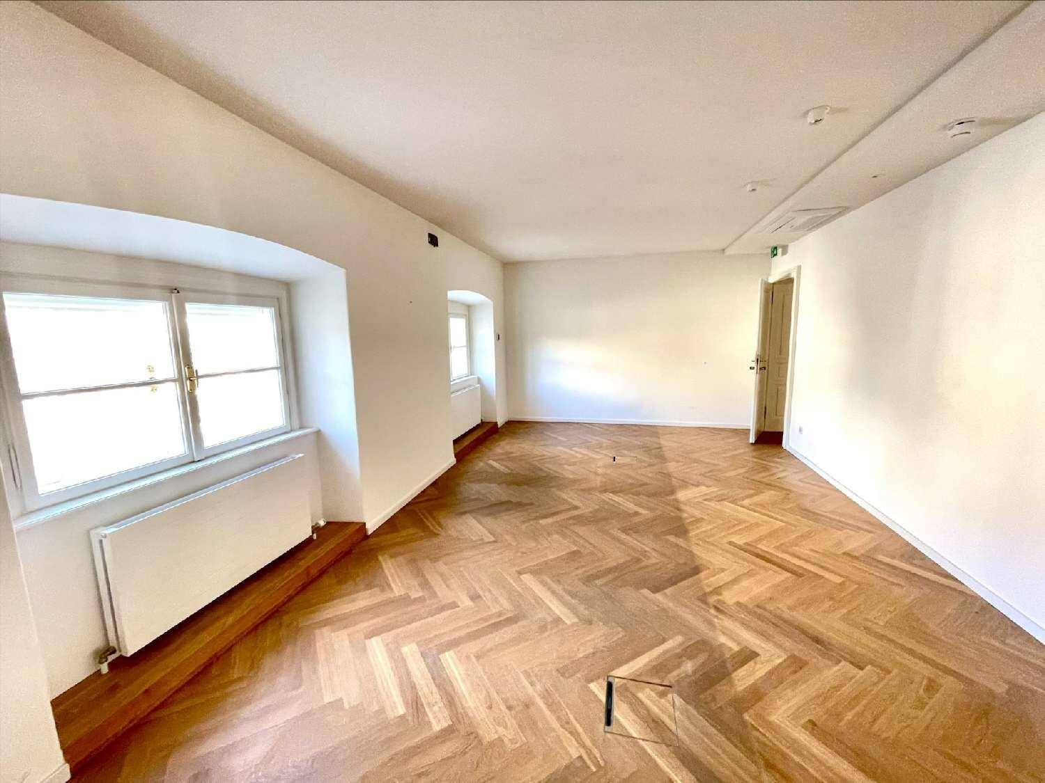 Geräumiger, heller Raum mit Fischgrätparkett und mehreren Fenstern, ideal für Büros.