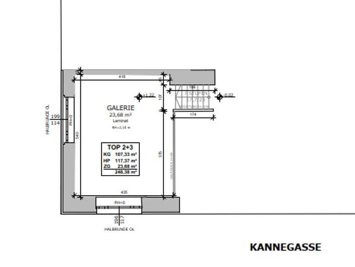 Grundriss der Galerieebene mit einem großen Aufenthaltsraum und Treppenzugang.
