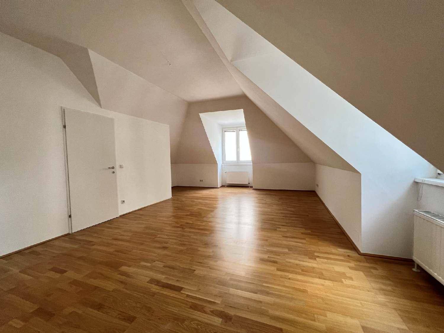 Geräumiges Dachgeschosszimmer mit Holzboden, schrägen Wänden und viel Tageslicht.